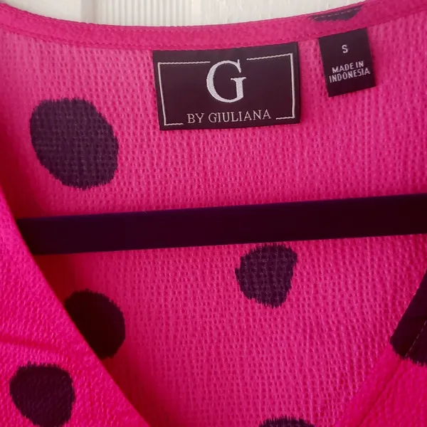 G‎ by Giuliana Polka Dot Blouse V-Neck Long Sleeve Top, Size S - Image 3