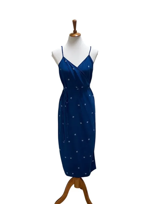 Universal Thread Midi Floral Wrap Dress Blue Size XL Vacation Beach Coastal Boho - Image 2