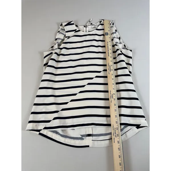 Madewell Striped Sleeveless Top Size M Cream & Black High Low Hem - Image 4