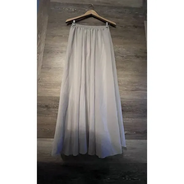 Skirt Maxi Long Light Gray Lined Elastic Waist Sz Medium Lace Girl New Formal - Image 8