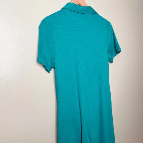 Soft Surroundings Danielle Button Midi Dress Teal Blue Green Size Small - Image 6