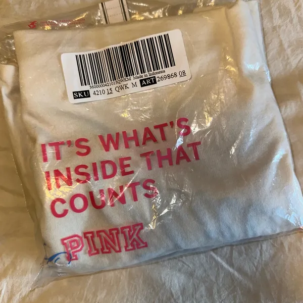 Victoria’s Secret PINK “So Chilly” Beige Logo Tee NWT - Image 6