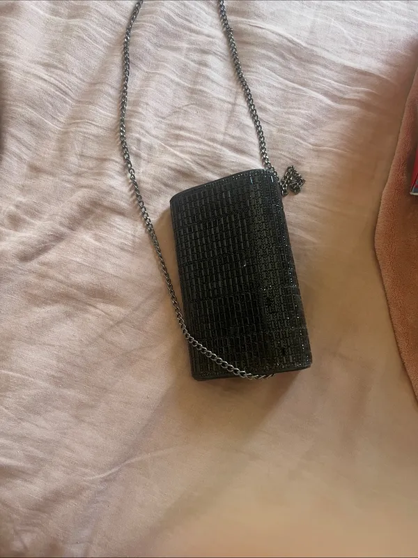 Black Sequined Flap Clutch - Image 3