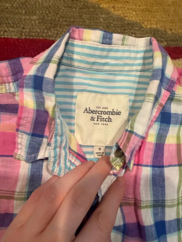 Abercrombie & Fitch Y2K Vintage Early 2000’s Moose Plaid Button Down Shirt Small - Image 3