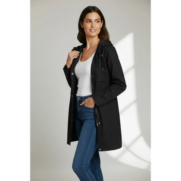 Time and Tru Womens Jacket Sz L Black Hooded Lightweight Anorak Full Zip Outdoor - Image 5