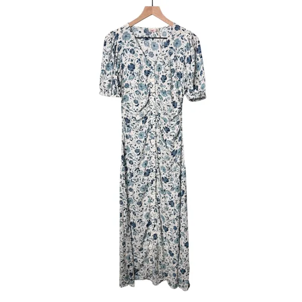 NWT Faherty Sorrento Print Dreamer Floral Maxi Dress Blue White Women’s Size XXS - Image 4
