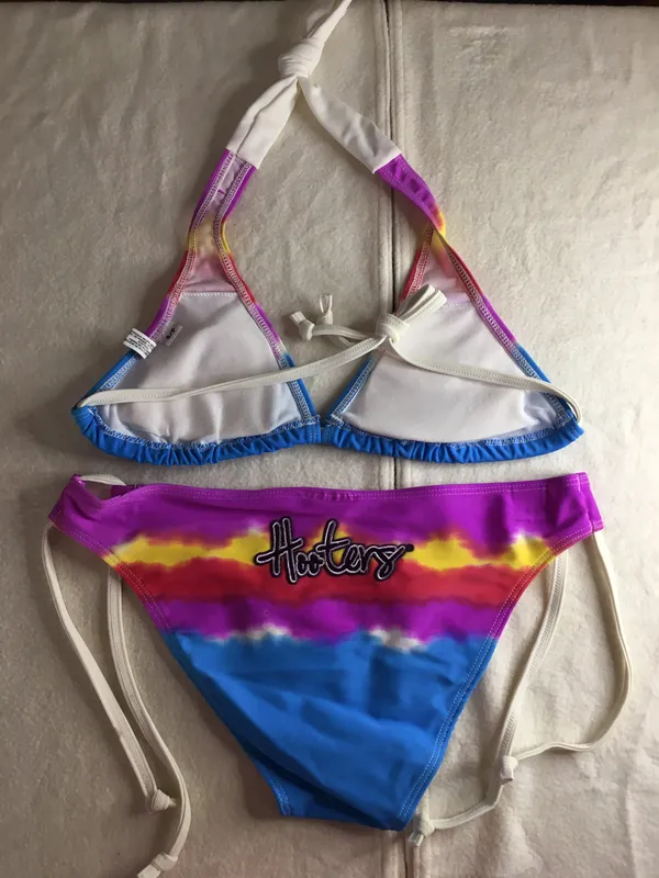 Hooters Bin 41 #5 New Girl Rare Vintage 2Pc Tye Dye Bikini Size Small - Image 4