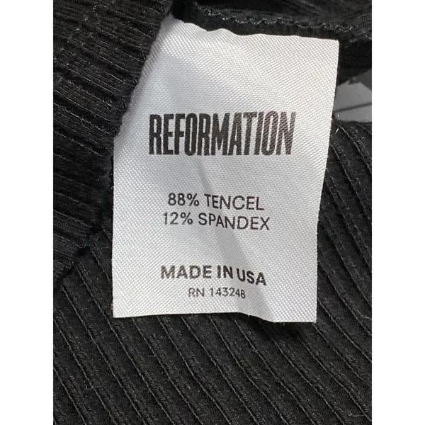 Reformation Stewart Womens Black Ribbed Knit One Shoulder Sculpt Crop Top Size S - Image 6