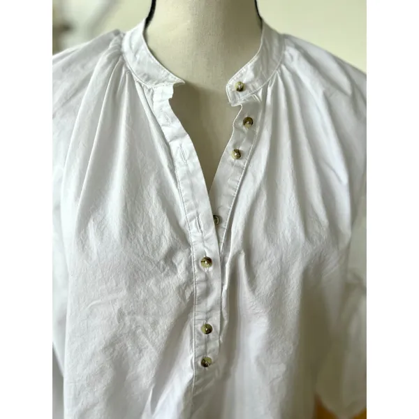 Free People Oversize White Peasant Blouse Long Blouson Sleeves - Image 4