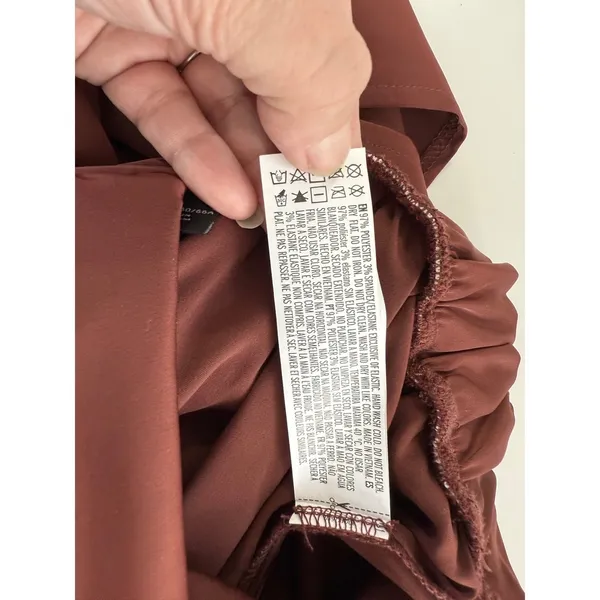 Forever 21 Chocolate Brown Wide Leg High Rise Pants‎ Elastic Waist Minimalist S - Image 6