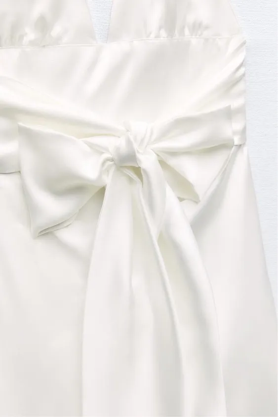 Zara halter dress satin effect bow back tied wedding party coctail shower - Image 15