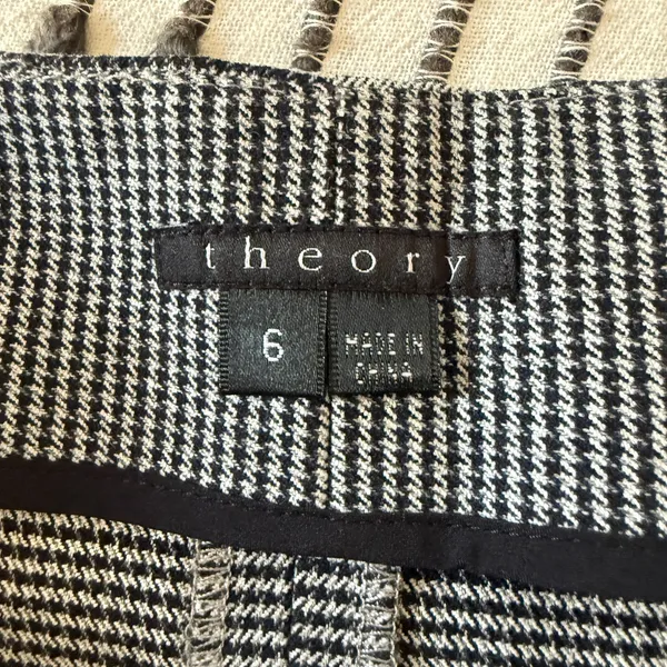 Y2K Vintage THEORY Black and White Micro Houndstooth Pencil Suit Skirt 6 - Image 4