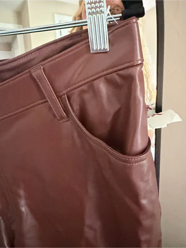 NWOT Abercrombie & Fitch Faux Leather Pants Maroon - Image 5