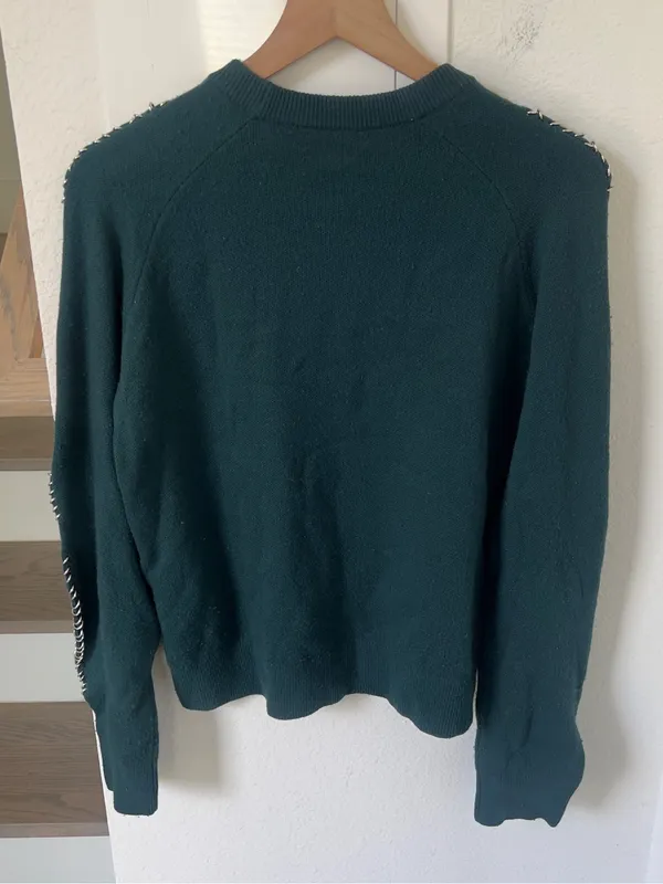 The Kooples Pullover Sweater with Piercings in Dark Green - Image 3