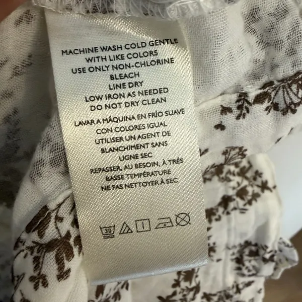 Free People Belezza Printed Babydoll Mini Dress Cream Scoop Neck Size Large - Image 5
