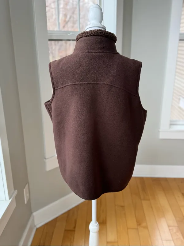 Vintage 90’s NorthCrest Brown Faux Suede Fleece Zip-Up Vest Sz Large - Image 3