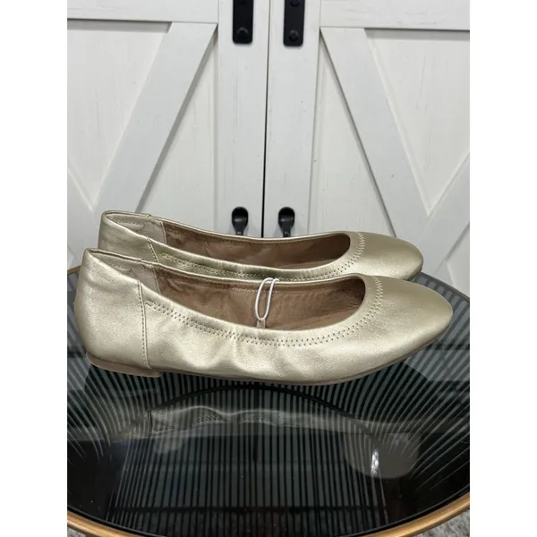 Amazon Essentials Women Belice Ballet Flat Gold Metallic Shoes Size 8W NWOB - Image 2