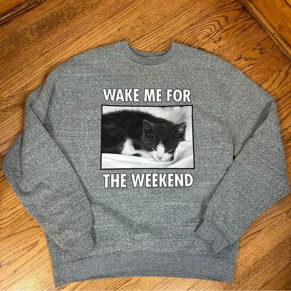 U.S Vintage | Cat Sweatshirt Gray Size L - Image 4