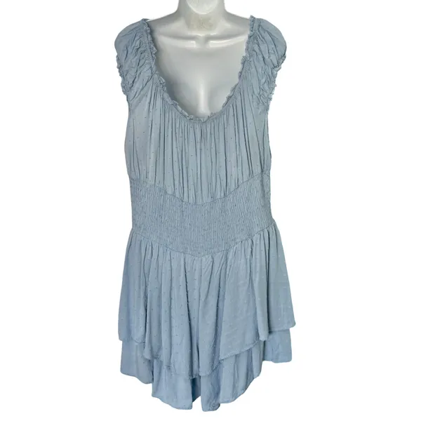 Princess Polly Light Blue Love Galore Smocked Ruffle Shorts Romper size 20 - Image 6