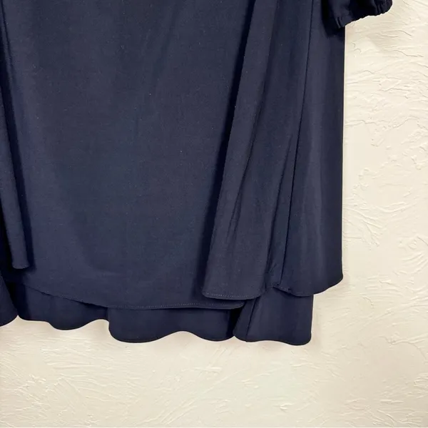 X by Xscape Blue Beaded Collar Formal Mini Dress Women 16 Babydoll Cold Shoulder - Image 4