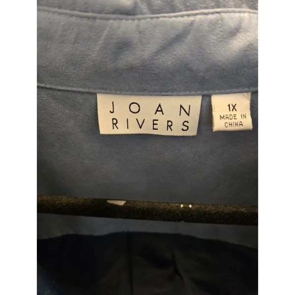 Joan Rivers Womens 1X Blue Faux Suede Button Down Shirt Long Sleeve Shacket Top - Image 6