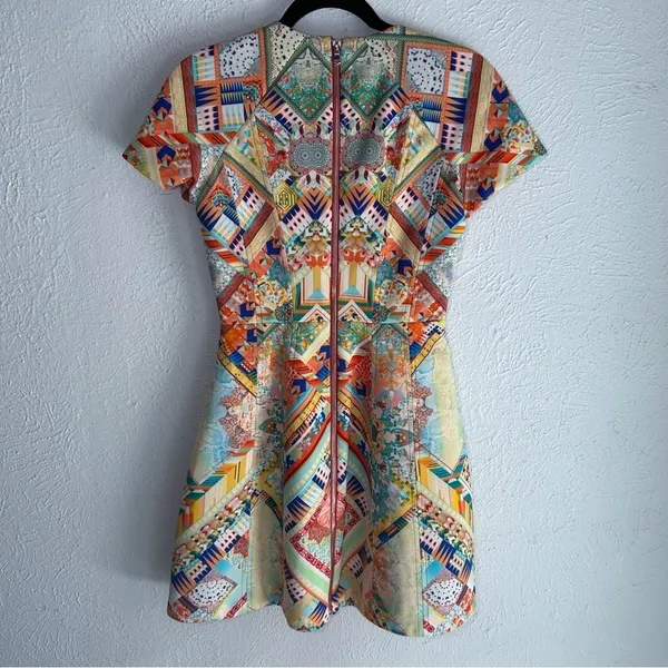 Alexis Multicolor Geometric Print Mini Dress Small kaleidoscope - Image 3