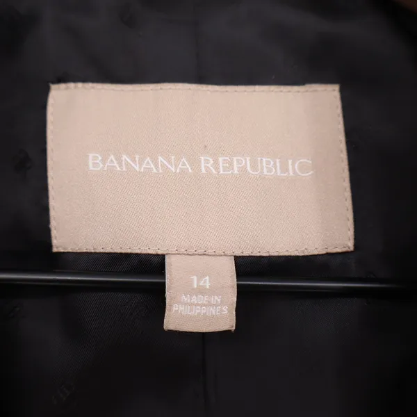 Banana Republic Wool Blazer Womens 14 Solid Black Two-Button Career Excellent - Image 2