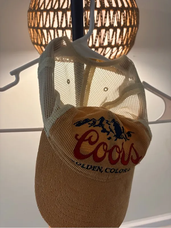 Coors Embroidered Trucker Cap in Mustard Yellow and Cream - Image 5