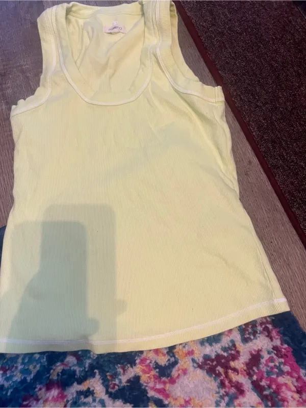 Pilcro Women’s Sleeveless Ribbed Tank Top - Light Yellow - Image 3