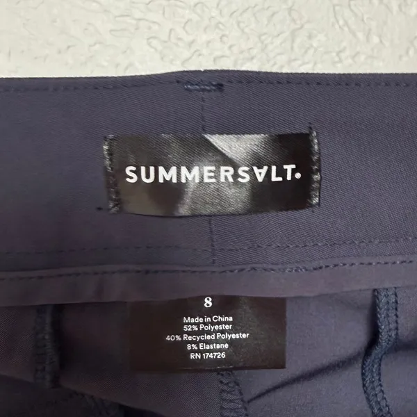 Summersalt The Classic Pleat Straight Leg Trouser Pant Navy Blue Size 8 - Image 4