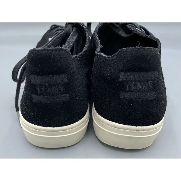 TOMS Black Suede‎ Leather Lace Up Sneakers Women’s Shoes 9.5 Casual Comfort - Image 3