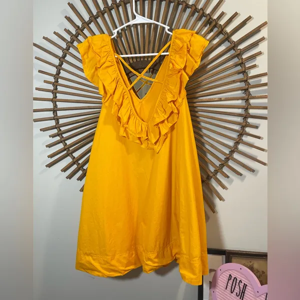 Maeve Ruffle Tunica Mini Dress V-Neck A-Line Spring Mango Vacay Resort 🌴💛 - Image 10
