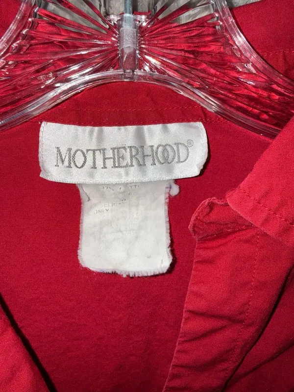 Motherhood Maternity Red Faux Wrap Tie-Front Long Sleeve Blouse - Image 6