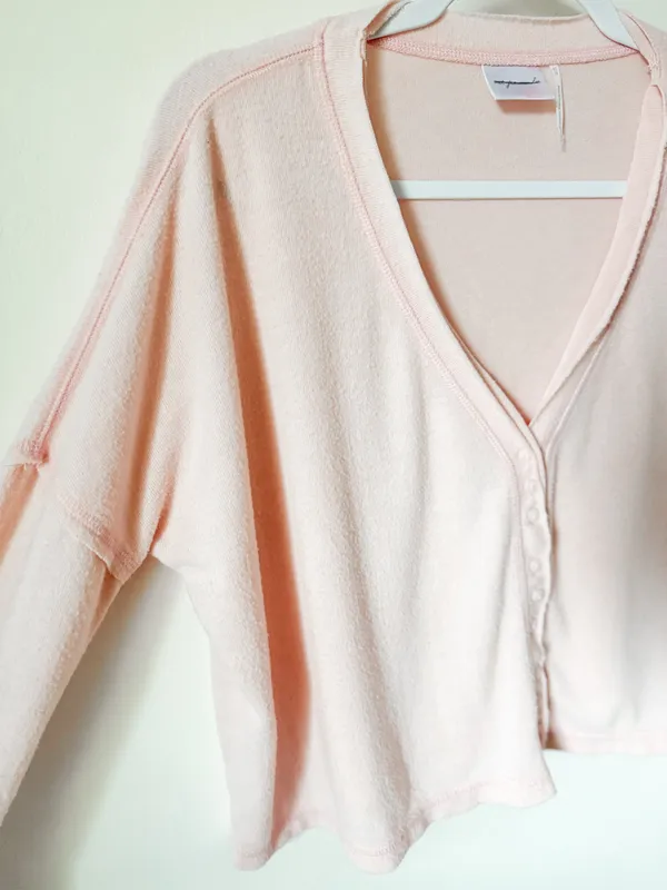 Urban Outfitters Cropped Soft Button Top - Image 4