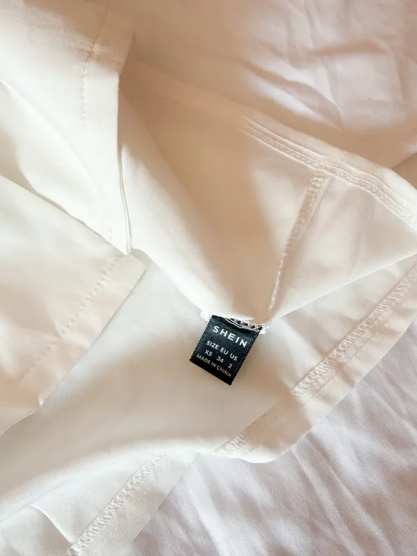 SHEIN White Button Down Collared Blouse Size XS - Image 3