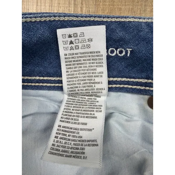 Y2K American Eagle Low Rise Kick Boot Jeans Womens 8 Long Blue Super Stretch - Image 4