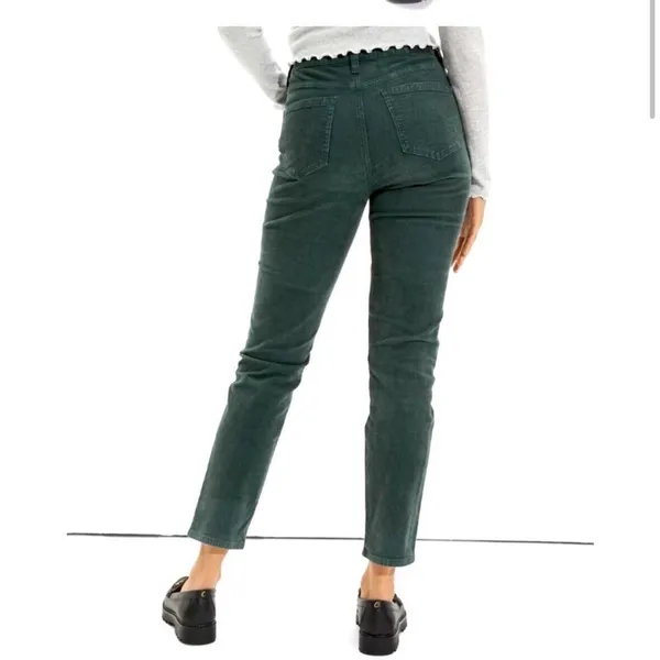 American Eagle Mom Straight Corduroy Pants Size 4 Teal Green 90s Retro Indie - Image 2