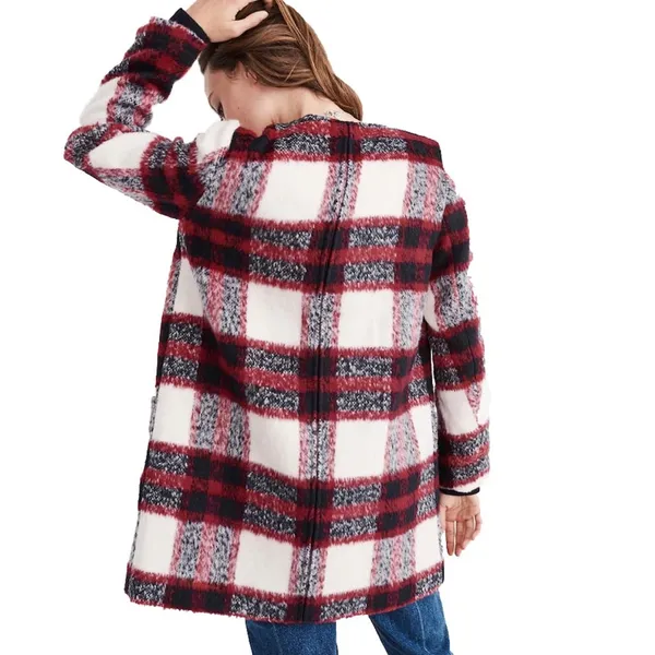 Abercrombie & Fitch Coat Women’s XS Red Plaid Wool Blend Preppy Winter - Image 2