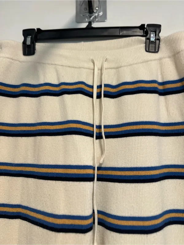 EUC Heavyweight Knit Striped Sweater Pants Sz:XL Pull-On Wide Leg lounge Ribbed - Image 7