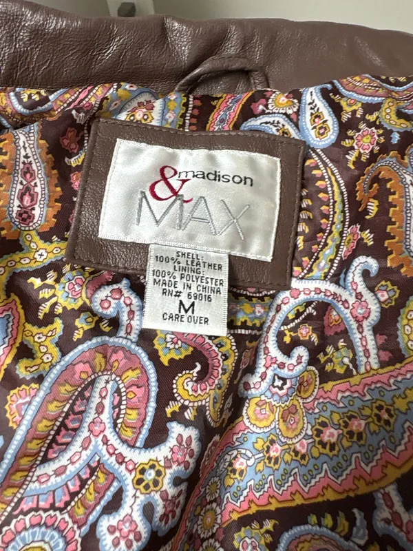 Brown Leather Jacket Size M - Image 3