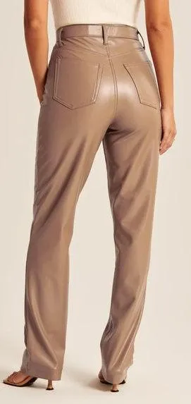 Abercrombie & Fitch Curve Love 90s Straight Ultra Hi Rise Pants Vegan Leather 31 - Image 2