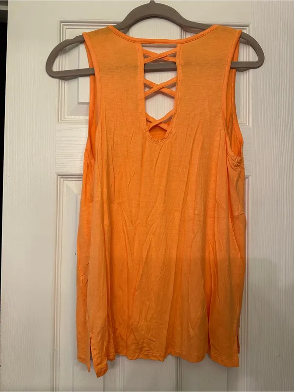Glitz Orange Crisscross Back Tank with Zip Pocket - Image 3