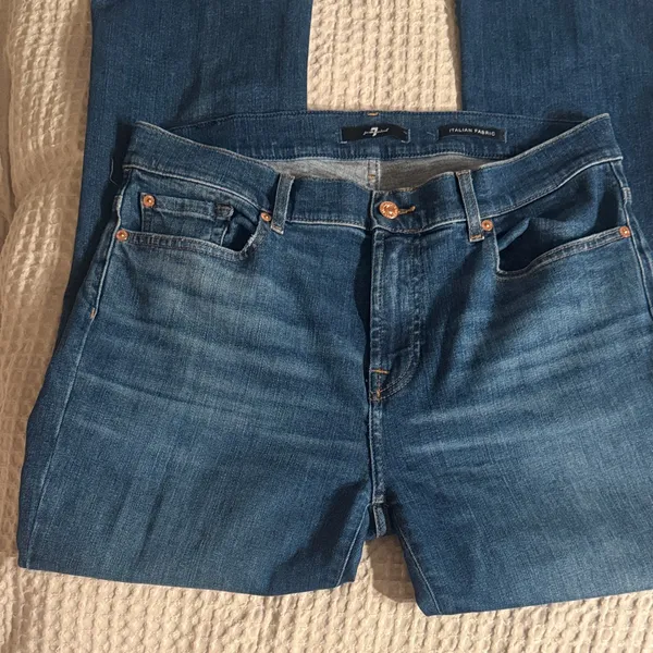 7 For All Mankind Dark Blue Bootcut Jeans - Image 4
