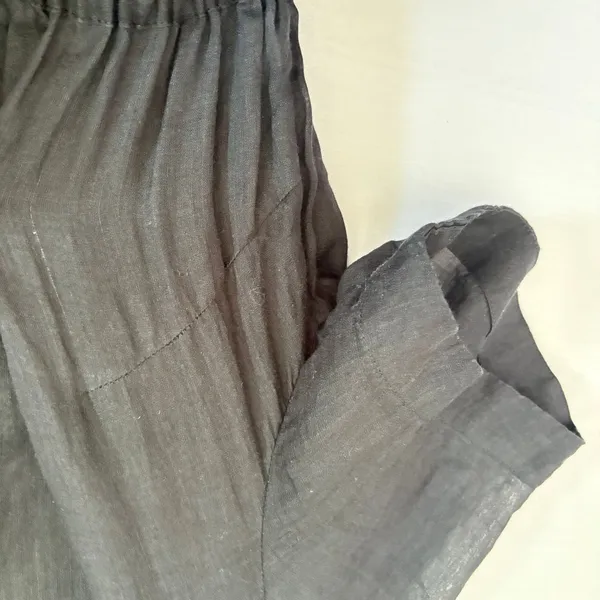 J.Crew Black Button Front‎ Maxi Dress Short Sleeve Elastic Waist Size 4 - Image 3