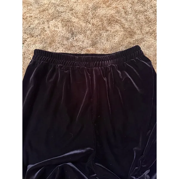 Vintage J.R. Nites by Caliendo Black Velvet Wide Leg Pants Palazzo Whimsygoth - Image 3