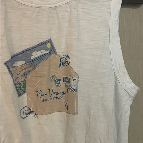Loft large bon voyage adventure awaits envelope vacation trip white tank blue - Image 2