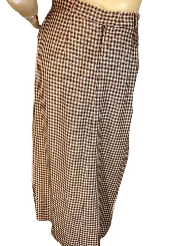 Vintage 1980'S Jh Collectibles Brown, Tan & Blue Plaid Wool Blend Skirt Set (8) - Image 10