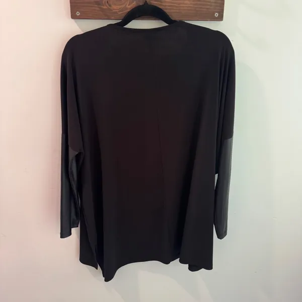 Clara Sunwoo Black Faux Leather Sleeve Tunic Top Medium Mixed Media Jersey‎ - Image 5
