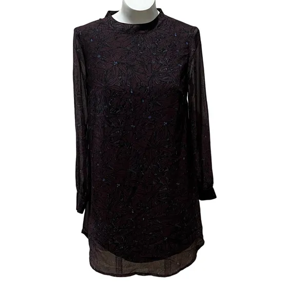 Astr burgundy floral short dress - Image 6