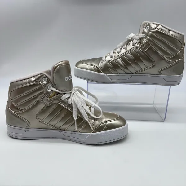 Adidas Neo Label Gold Metallic Leather Women’s High-Tops w/White Midsole-Sz 7.5 - Image 2